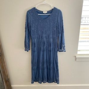 Orange Creek S/M Dusty Blue Dress with Lace Overlay